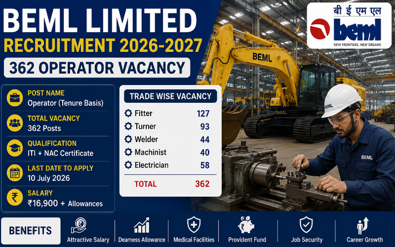 BEML Limited : 362 Operator Vacancy Notification, Eligibility