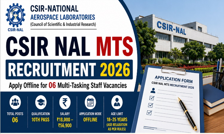 CSIR NAL MTS Bharti 2026:Apply Offline, Salary ₹18,000–₹56,900/-